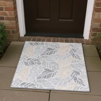 3' X 5' Light Gray Taupe And Charcoal Geometric Washable Area Rug With UV Protection