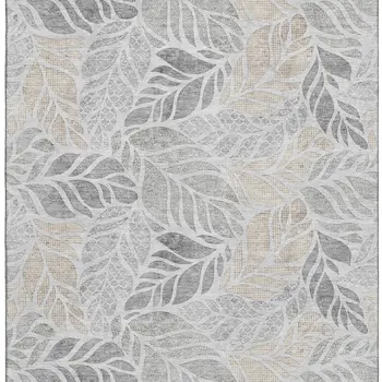3' X 5' Light Gray Taupe And Charcoal Geometric Washable Area Rug With UV Protection