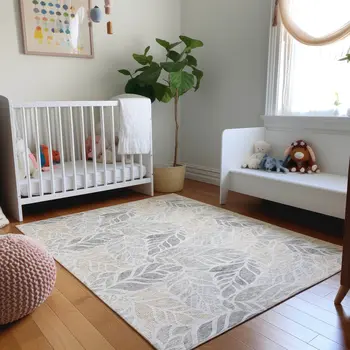 10' X 14' Light Gray Taupe And Charcoal Geometric Washable Area Rug With UV Protection