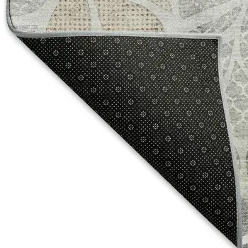 10' X 14' Light Gray Taupe And Charcoal Geometric Washable Area Rug With UV Protection