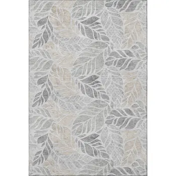 10' X 14' Light Gray Taupe And Charcoal Geometric Washable Area Rug With UV Protection