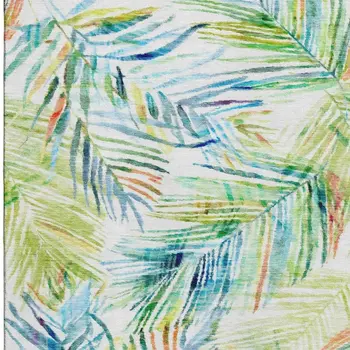 3' X 5' Rainbow And Ivory Geometric Washable Area Rug With UV Protection