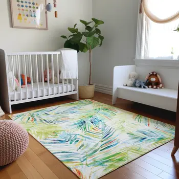 5' X 8' Rainbow And Ivory Geometric Washable Area Rug With UV Protection