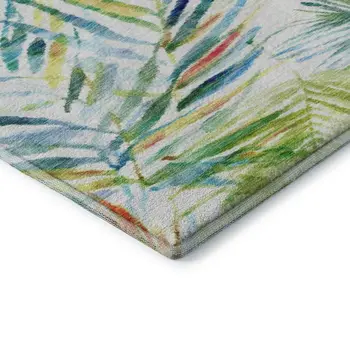 5' X 8' Rainbow And Ivory Geometric Washable Area Rug With UV Protection