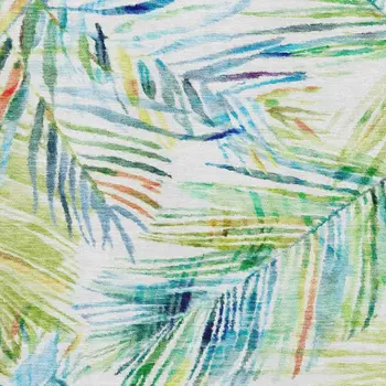 5' X 8' Rainbow And Ivory Geometric Washable Area Rug With UV Protection