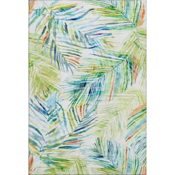 8' X 10' Rainbow And Ivory Geometric Washable Area Rug With UV Protection