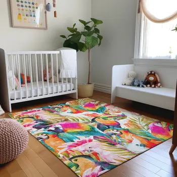 9' X 12' Rainbow And Ivory Geometric Washable Area Rug With UV Protection