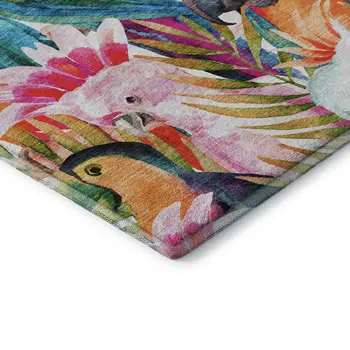 9' X 12' Rainbow And Ivory Geometric Washable Area Rug With UV Protection