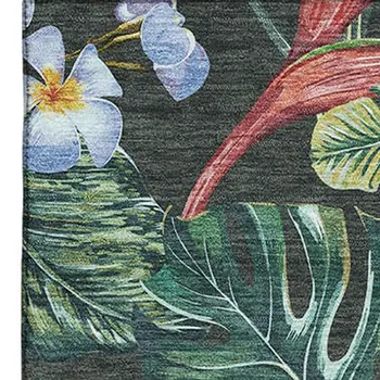 3' X 5' Midnight Green And Pink Geometric Washable Area Rug With UV Protection