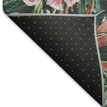 9' X 12' Midnight Green And Pink Geometric Washable Area Rug With UV Protection