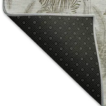 3' X 5' Light Gray And Brown Geometric Washable Area Rug With UV Protection