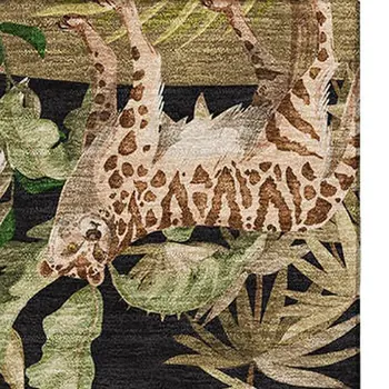 10' X 14' Midnight Brown And Olive Green Geometric Washable Area Rug With UV Protection