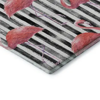 3' X 5' Pink Black And White Geometric Washable Area Rug With UV Protection
