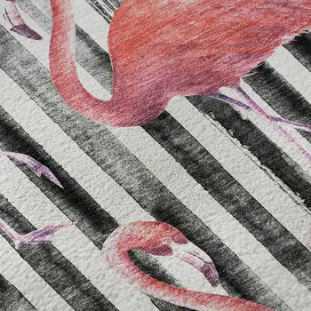 3' X 5' Pink Black And White Geometric Washable Area Rug With UV Protection
