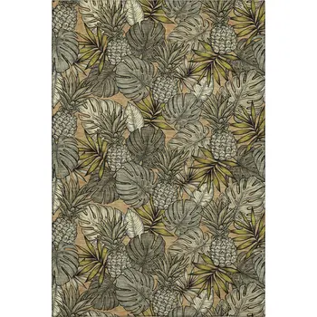 3' X 5' Khaki Gray And Yellow Geometric Washable Area Rug With UV Protection