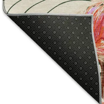 5' X 8' Pink Ivory And Green Geometric Washable Area Rug With UV Protection