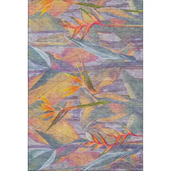 5' X 8' Rainbow And Ivory Geometric Washable Area Rug With UV Protection