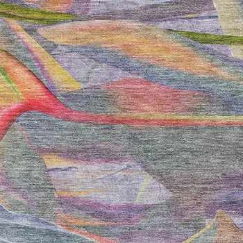 5' X 8' Rainbow And Ivory Geometric Washable Area Rug With UV Protection