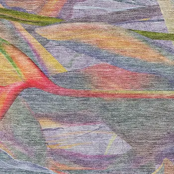 8' X 10' Rainbow And Ivory Geometric Washable Area Rug With UV Protection