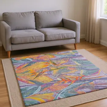 9' X 12' Rainbow And Ivory Geometric Washable Area Rug With UV Protection