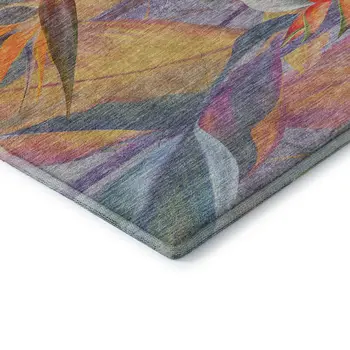 9' X 12' Rainbow And Ivory Geometric Washable Area Rug With UV Protection