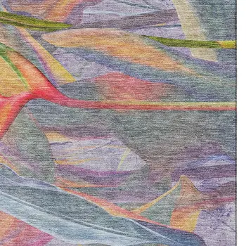 10' X 14' Rainbow And Ivory Geometric Washable Area Rug With UV Protection