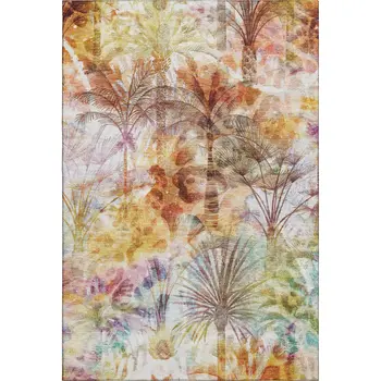 5' X 8' Rainbow And Ivory Geometric Washable Area Rug With UV Protection