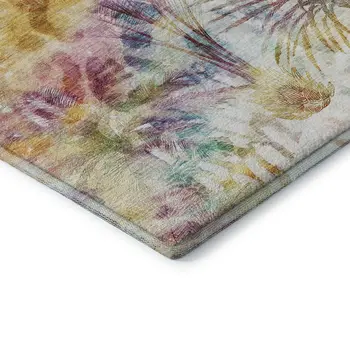 5' X 8' Rainbow And Ivory Geometric Washable Area Rug With UV Protection