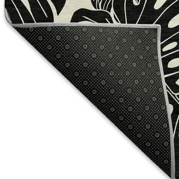 3' X 5' Midnight And Ivory Geometric Washable Area Rug With UV Protection