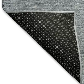 3' X 5' Ash Gray Ivory And Blue Geometric Washable Area Rug With UV Protection
