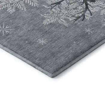 5' X 8' Ash Gray Ivory And Blue Geometric Washable Area Rug With UV Protection