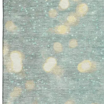 5' X 8' Blue Gold And Ivory Geometric Washable Area Rug With UV Protection