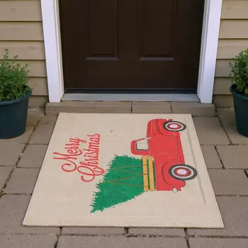 3' X 5' Red Green And Beige Geometric Washable Area Rug With UV Protection