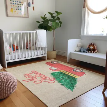 3' X 5' Red Green And Beige Geometric Washable Area Rug With UV Protection