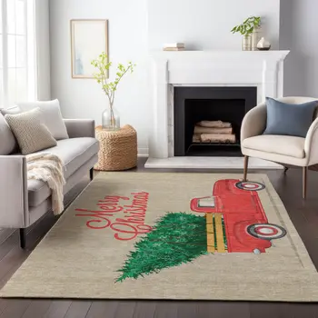 3' X 5' Red Green And Beige Geometric Washable Area Rug With UV Protection