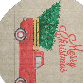 8' Red Green And Beige Geometric Washable Round Rug With UV Protection