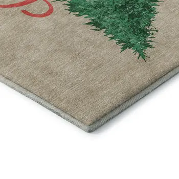8' X 10' Red Green And Beige Geometric Washable Area Rug With UV Protection