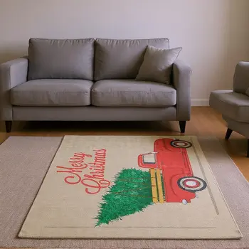 9' X 12' Red Green And Beige Geometric Washable Area Rug With UV Protection