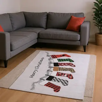 8' X 10' Gray Red And Green Geometric Washable Area Rug With UV Protection