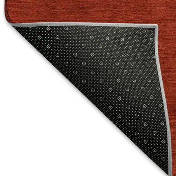 8' X 10' Ruby Red Green And Ivory Geometric Washable Area Rug With UV Protection
