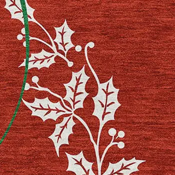 8' X 10' Ruby Red Green And Ivory Geometric Washable Area Rug With UV Protection