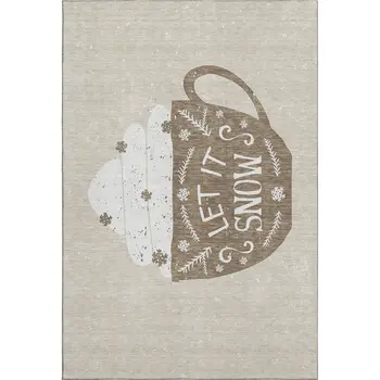10' X 14' Latte And Ivory Geometric Washable Area Rug With UV Protection