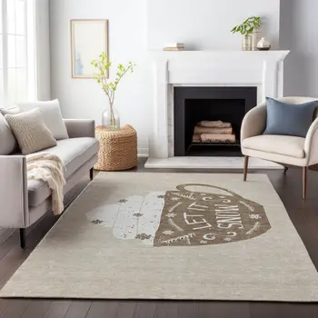 10' X 14' Latte And Ivory Geometric Washable Area Rug With UV Protection