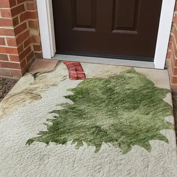 3' X 5' Taupe Green And Gray Animal Print Washable Area Rug With UV Protection