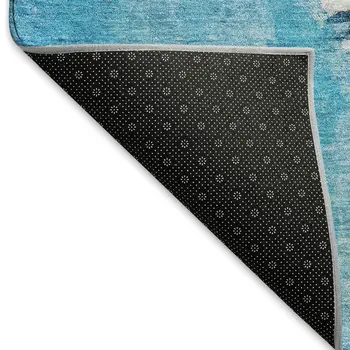 10' X 14' Blue Red And Green Nautical Washable Area Rug With UV Protection