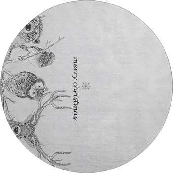 8' Gray And Ivory Animal Print Washable Round Rug With UV Protection