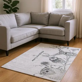 9' X 12' Gray And Ivory Animal Print Washable Area Rug With UV Protection