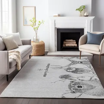 10' X 14' Gray And Ivory Animal Print Washable Area Rug With UV Protection