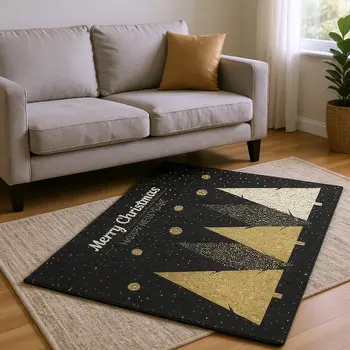 8' X 10' Midnight Gold And Ivory Polka Dot Washable Area Rug With UV Protection