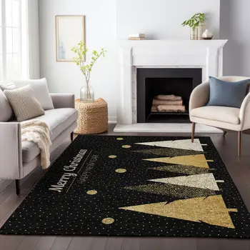 8' X 10' Midnight Gold And Ivory Polka Dot Washable Area Rug With UV Protection